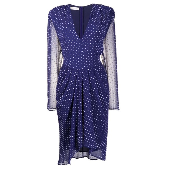 NEW PHILOSOPHY DI LORENZO SERAFINI LONG SLEEVE POLKA DOT MIDI DRESS - Picture 8 of 9